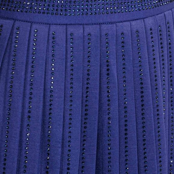 Nylon Apparel Navy Blue Rhinestone Pleated Flare Skort New - Picture 5 of 12